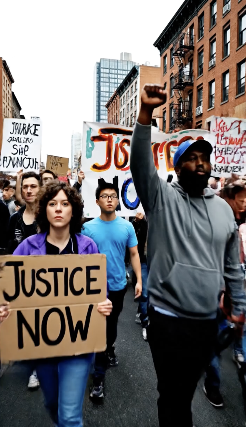 AI Protests video example